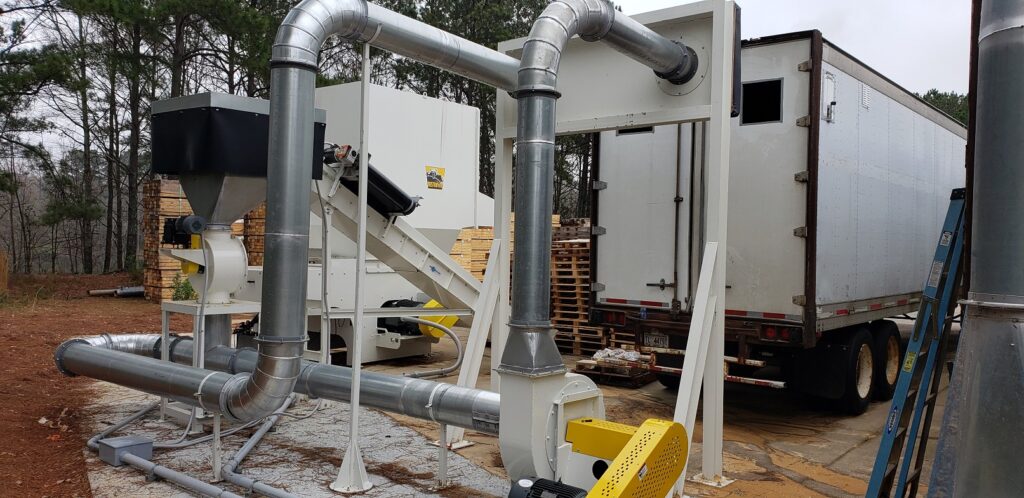 Boulware wood pallet scrap recycling system at pallet company in Georgia.