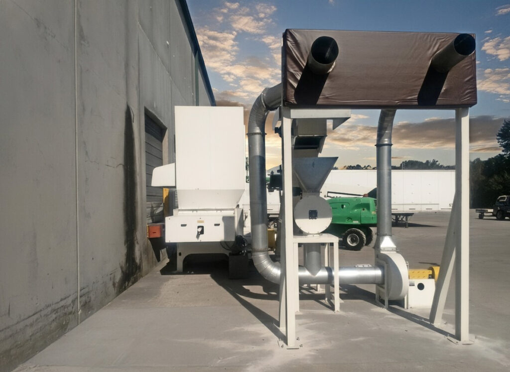 Cresswood wood grinder installed by Boulware Equipment at Crate Services facility in Lakeland, FL